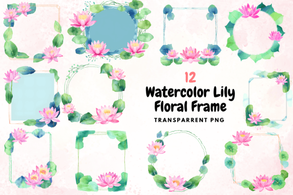 Download Watercolor Lily Floral Frame PNG - Png Collection