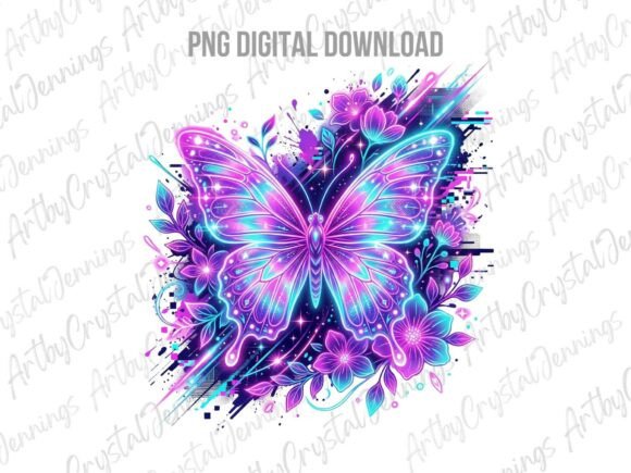 Download Beautiful Electric Neon Butterly PNG - Png Collection