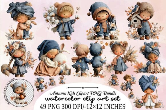 Download Autumn Kids Clipart PNG Bundle - Png Collection