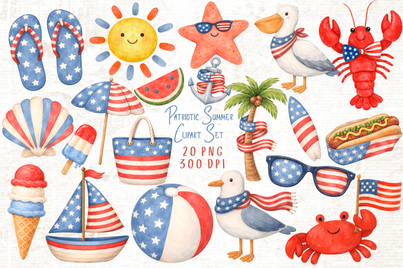 Download Patriotic Summer Clipart Set PNG - Png Collection