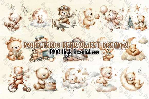 Download Boho Teddy Bear Sweet Dreams Clipart PNG - Png Collection