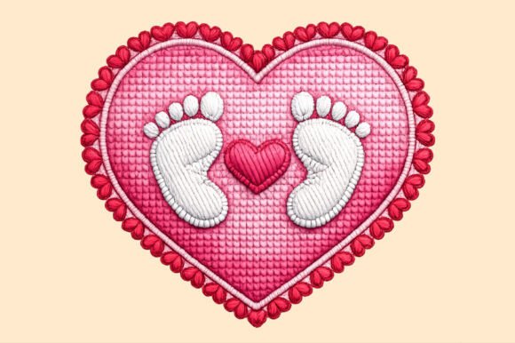 Download Heart Baby Footprints Embroidery Png - Png Collection