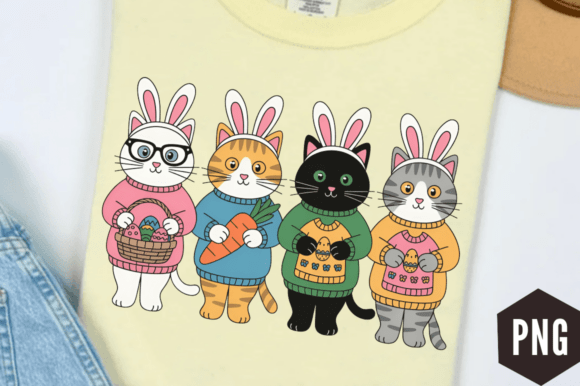 Download Cute Easter Cats PNG Design - Png Collection