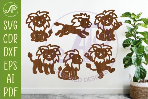 Download Cute Lions SVG Laser Cut Files Animals - Laser cut Collection