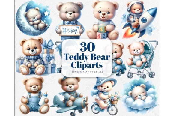 Download Watercolor Blue Teddy Bear PNG Clipart - Png Collection
