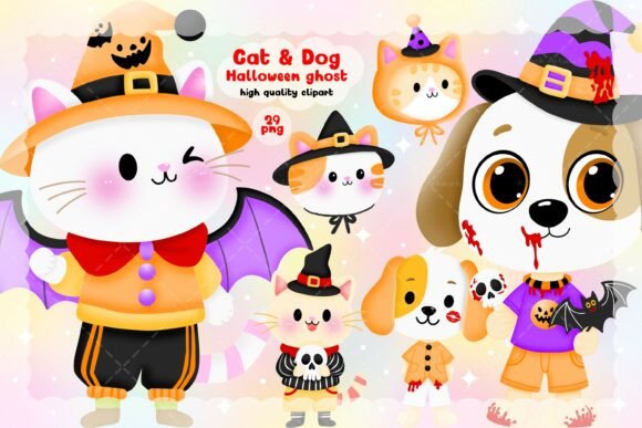 Download Cute Ghost Cat &amp; Dog Clipart PNG - Png Collection