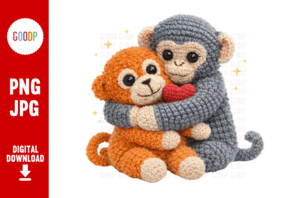 Download Cute Amigurumi Monkey Hug Love PNG - Png Collection
