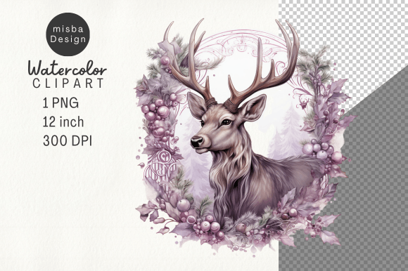 Download Vintage Christmas Deer Clipart PNG - Png Collection