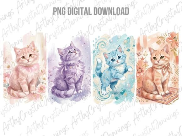 Download Watercolor Pastel Kitten Brushstroke PNG - Png Collection