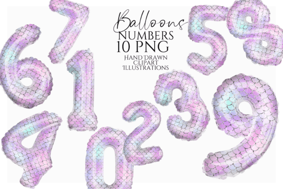 Download Mermaid Balloon Numbers PNG Clipart Set - Png Collection