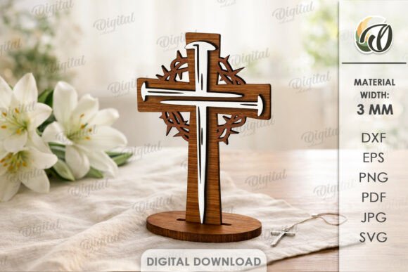 Download 3D Christian Standing Сross Laser Cut - Premium Resources