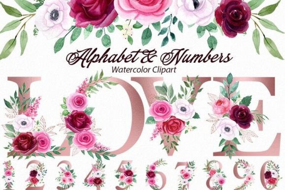 Download Rose Gold Floral Alphabet, Numbers, Png - Png Collection