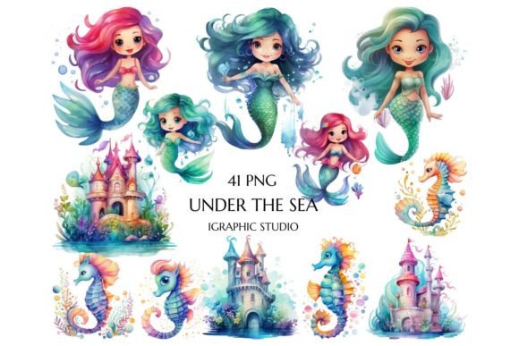 Download Watercolor Mermaid PNG, Under the Sea - Png Collection