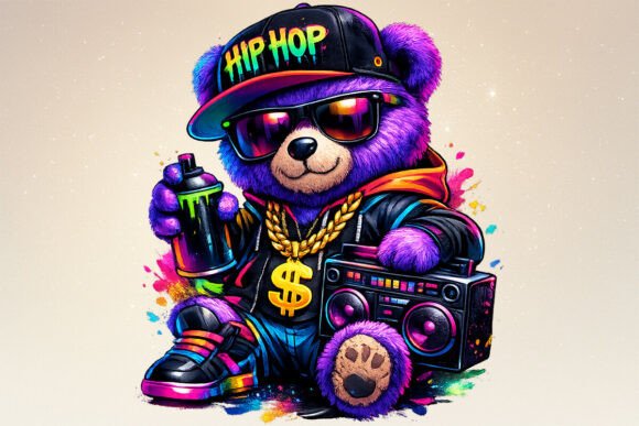 Download Neon Hip Hop Teddy Bear PNG Clipart - Png Collection