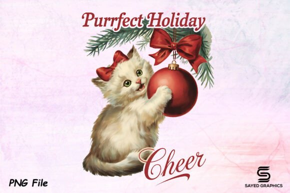 Download Vintage Christmas Cat PNG - Png Collection