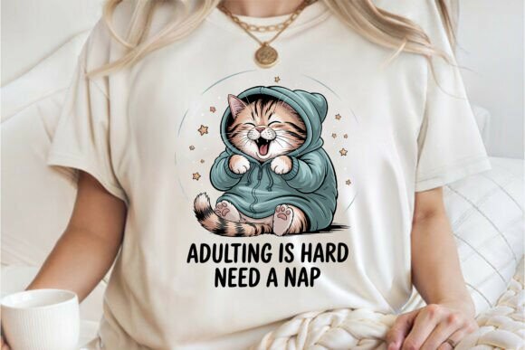 Download Tired Yawning Cat Adulting Shirt PNG - Png Collection