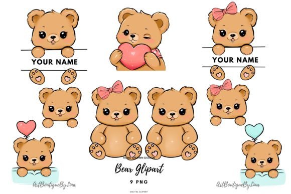 Download Bear Clipart Set, Cute Teddy Bear PNG - Png Collection