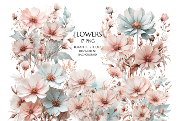 Download Rose Gold and Teal Wildflowers PNG - Png Collection