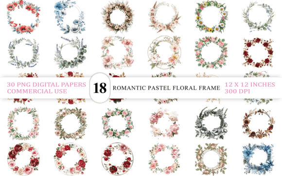 Download Romantic Pastel Floral Frame PNG Set - Png Collection
