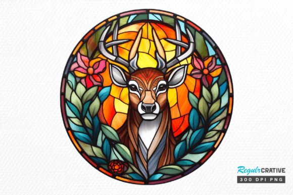 Download Stained Glass Christmas Deer Clipart Png - Png Collection