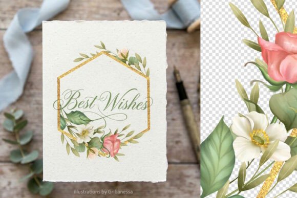 Download Hexagonal Gold Floral Frame PNG - Png Collection