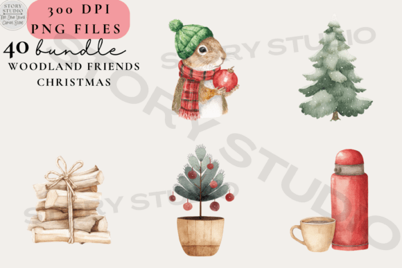 Download Woodland Friends Christmas PNG Set - Png Collection