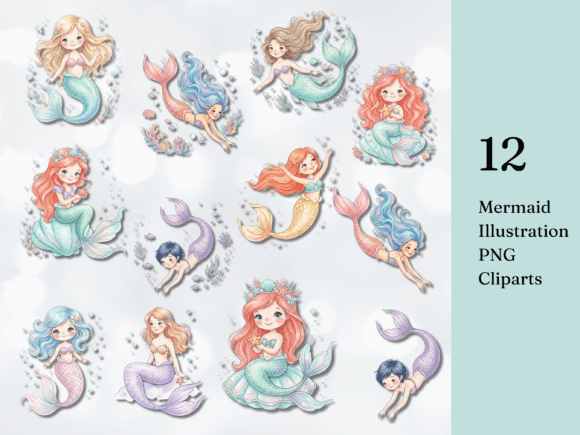 Download Pastel Mermaid Illustration PNG Clipart - Png Collection